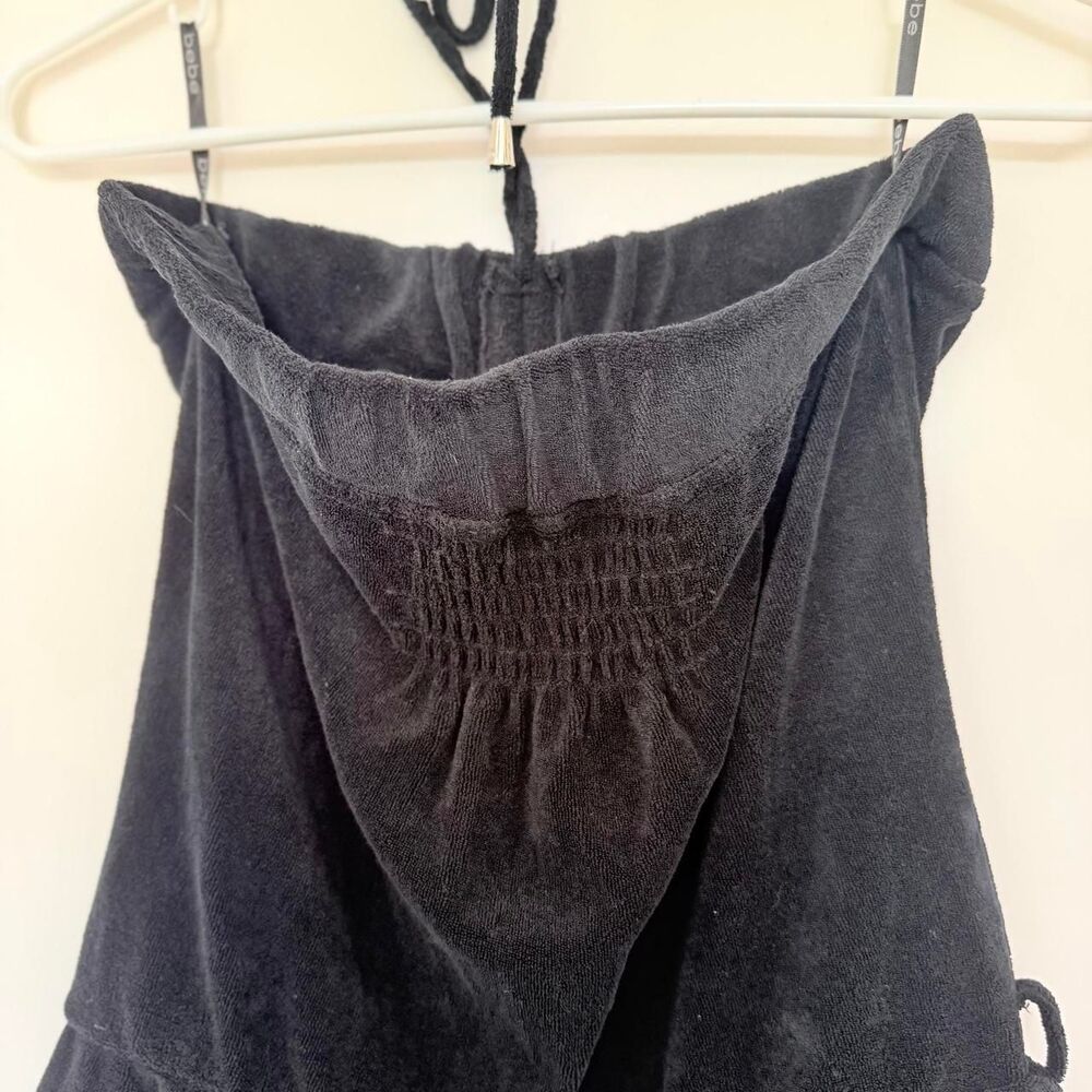 Vintage Bebe Black Velour Halter Romper - Size M - Picture 3 of 8
